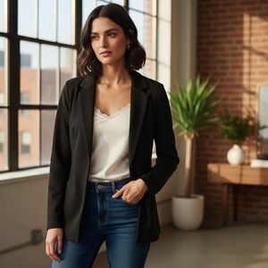 Revamped Classic Faux Suede Black Blazer